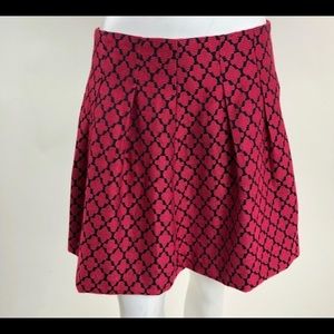 Red Geometric Banana Republic Pleated Skirt